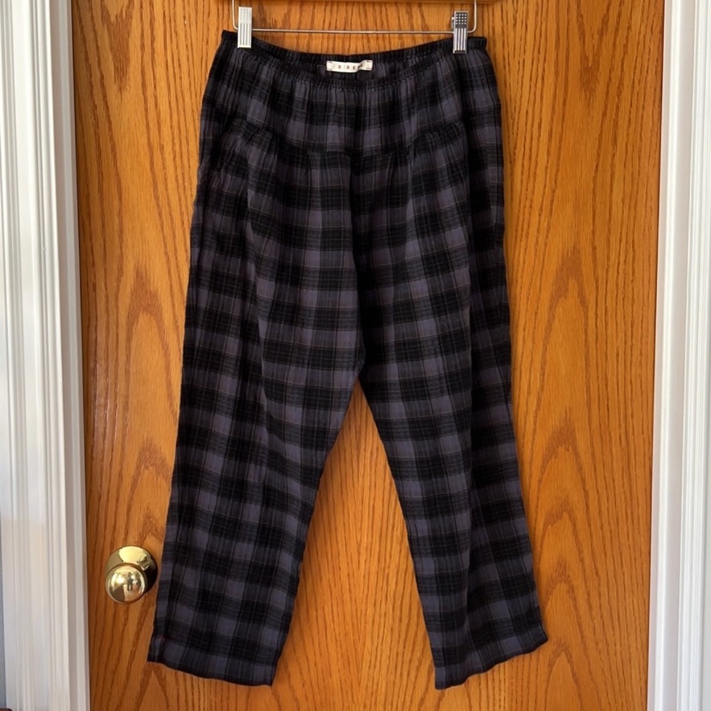 Xirena Purple/Black Plaid Gauzy Pullon Pants.